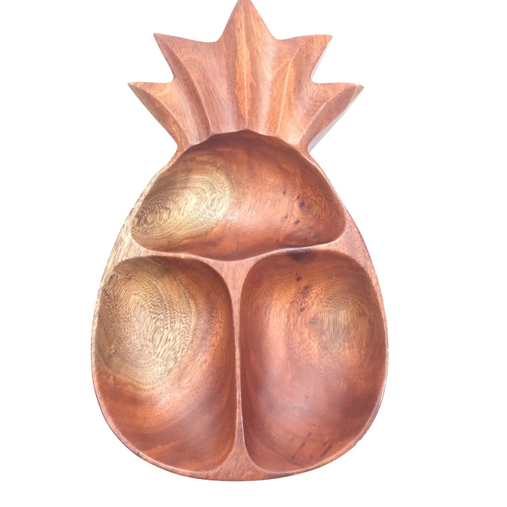 Pineapple condiment tray Kamani wood